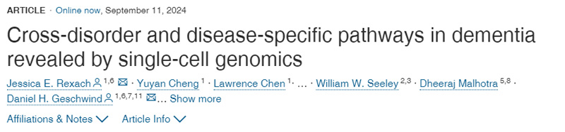 單細(xì)胞基因組學(xué)揭示癡呆癥的交叉疾病和疾病特異性途徑
單細(xì)胞基因組學(xué)揭示癡呆癥的交叉疾病和疾病特異性途徑