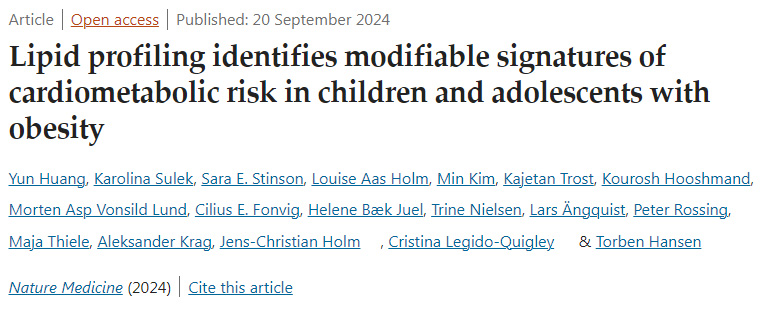 脂質(zhì)分析確定了肥胖兒童和青少年心臟代謝風險的可改變特征
脂質(zhì)分析確定了肥胖兒童和青少年心臟代謝風險的可改變特征