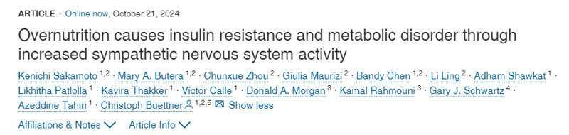 
營(yíng)養(yǎng)過(guò)剩通過(guò)增加交感神經(jīng)系統(tǒng)活動(dòng)導(dǎo)致胰島素抵抗和代謝紊亂
