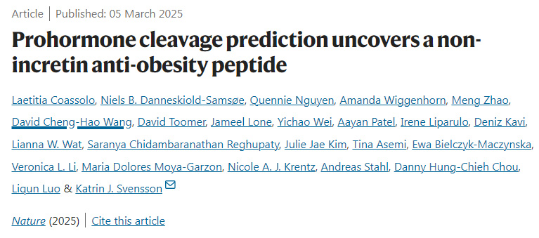 激素原裂解預(yù)測揭示了一種非腸促胰島素抗肥胖肽