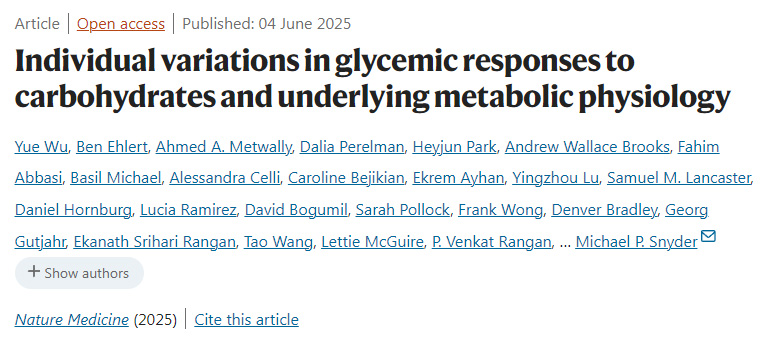 碳水化合物血糖反應的個體差異及其代謝生理學基礎