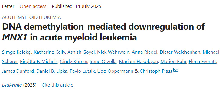 DNA去甲基化介導急性髓系白血病中MNX1基因表達下調(diào)
