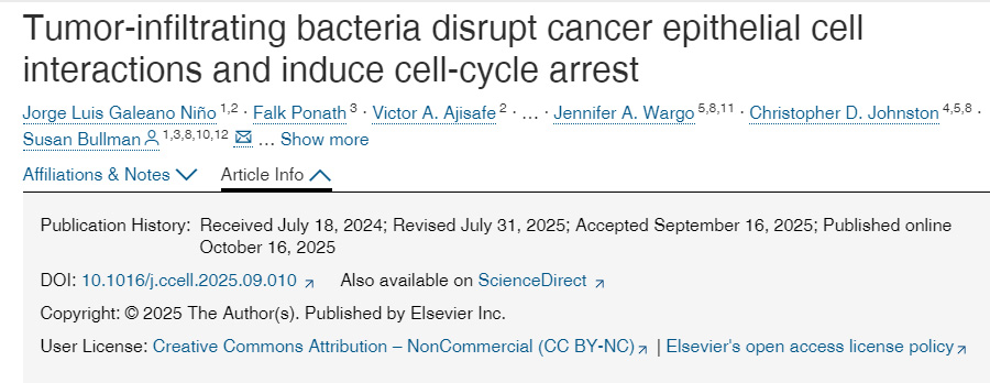 腫瘤浸潤細(xì)菌破壞癌細(xì)胞間上皮相互作用并誘導(dǎo)細(xì)胞周期阻滯