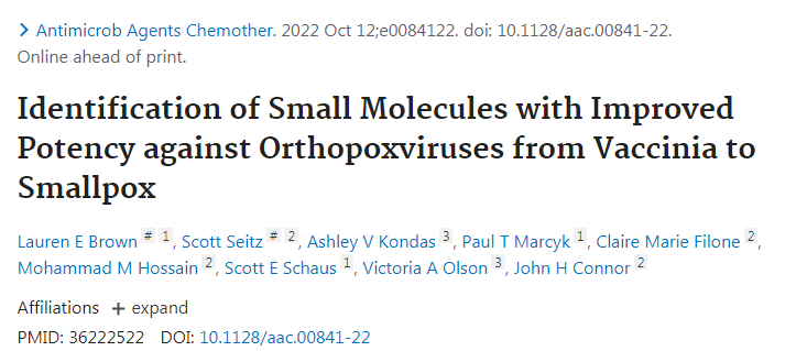 開(kāi)發(fā)一種新型化合物可以用于預(yù)防所有經(jīng)測(cè)試的引起人類(lèi)疾病的痘病毒