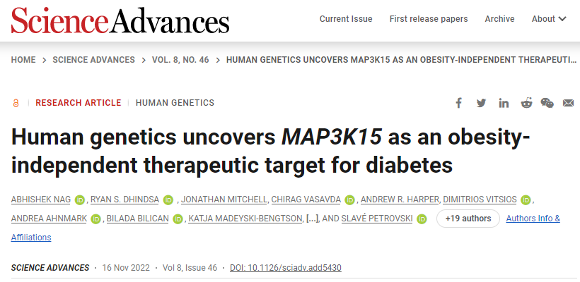 研究人員開(kāi)始將MAP3K15作為糖尿病治療的潛在靶點(diǎn)