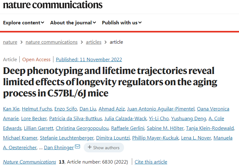 通過小鼠測試，發(fā)現(xiàn)三種抗衰老療法對衰老的假定影響基本上無效