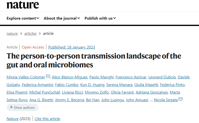 研究提出與微生物群功能紊亂有關的疾病可能在一定程度上具有傳染性