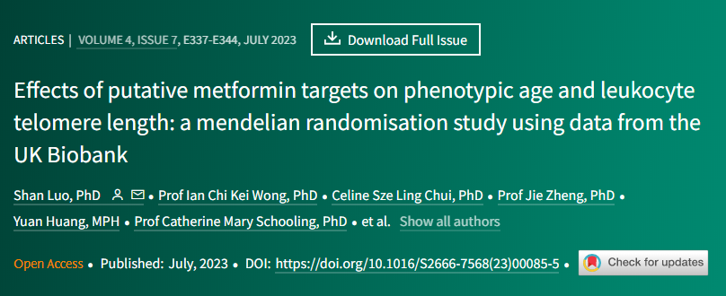 研究證明二甲雙胍可能通過(guò)靶向GPD1和AMPKγ2 (PRKAG2)促進(jìn)健康衰老