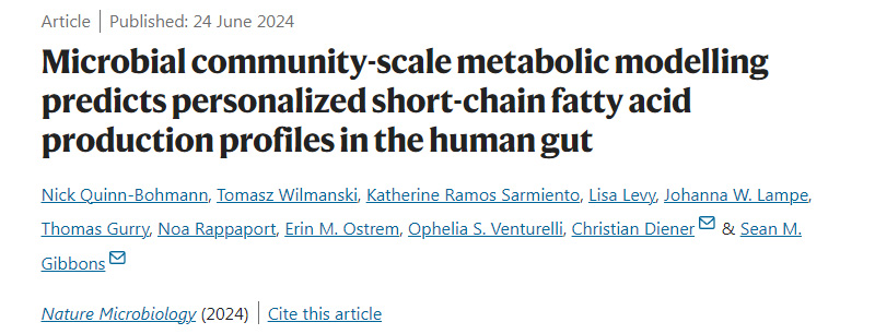 微生物群落規(guī)模的代謝模型預測人類腸道中個性化的短鏈脂肪酸生產(chǎn)概況